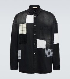 Рубашка из хлопка в стиле пэчворк Marni, черный