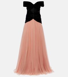 Платье celestine из бархата и шифона Costarellos, розовый