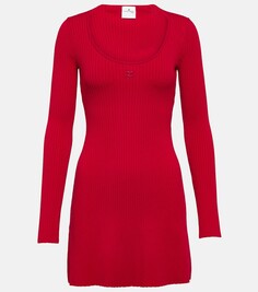 Мини-платье из джерси в рубчик Courrèges, красный Courreges