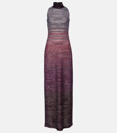 Трикотажное платье макси с блестками и эффектом металлик Missoni, мультиколор