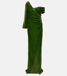 Бархатное платье rubinia из смесового шелка Costarellos, зеленый