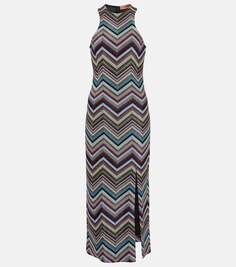 Платье миди из смесовой шерсти с зигзагом Missoni, мультиколор