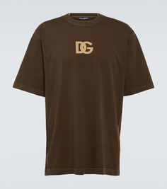 Хлопковая футболка с логотипом Dolce&amp;Gabbana, коричневый