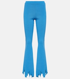 Узкие брюки ребристой вязки с потертостями Jw Anderson, синий