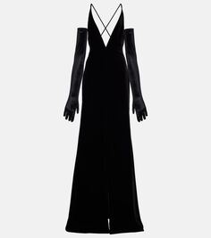 Бархатное платье Costarellos, черный