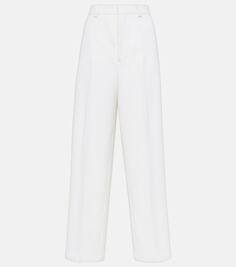 Широкие брюки из смесовой шерсти с высокой посадкой Ami Paris, белый