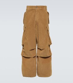 Бархатные вельветовые брюки карго Alanui, коричневый