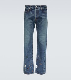 Расшитые бисером прямые джинсы Undercover, синий