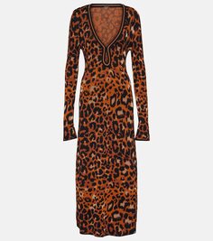 Трикотажное платье миди amur с леопардовым принтом Johanna Ortiz, мультиколор