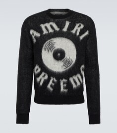 Шерстяной свитер с логотипом Amiri, черный