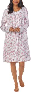 Трикотажная ночная рубашка с короткими рукавами и свитером длиной 36 дюймов Eileen West, цвет White Ground Pink Floral