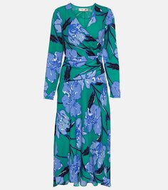 Платье миди feronia из крепа с цветочным принтом Diane Von Furstenberg, мультиколор