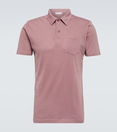 Рубашка-поло riviera из хлопка Sunspel, розовый