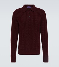 Кашемировый свитер-поло косой вязки Ralph Lauren Purple Label, красный