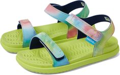 Сандалии на плоской подошве Charley Sugarlite Print Native Shoes Kids, цвет Celery Green/Celery Green/Rainbow Tie-Dye