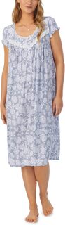 Хлопковое платье-вальс из шамбре с короткими рукавами Eileen West, цвет Grey Floral