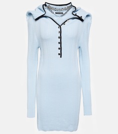 Шерстяное мини-платье с цепочкой Y/Project, синий
