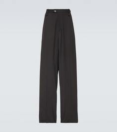 Широкие брюки фигурного кроя из смесовой шерсти Balenciaga, черный