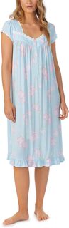 Платье вальс из модала с короткими рукавами Eileen West, цвет Aqua Floral