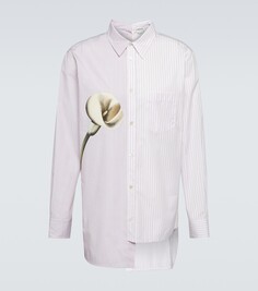 Рубашка из хлопкового поплина с асимметричным принтом Lanvin, белый