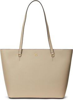 Кожаная сумка-тоут Karly среднего размера с перекрестием LAUREN Ralph Lauren, цвет Birch Tan
