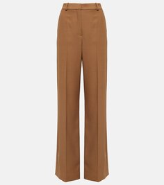 Широкие брюки из шерсти с высокой посадкой Stella Mccartney, коричневый