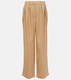 Широкие брюки из твила со складками tansy The Frankie Shop, коричневый