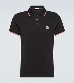 Рубашка-поло из хлопкового пике с логотипом Moncler, черный