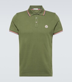 Рубашка-поло из хлопкового пике Moncler, зеленый