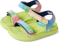 Сандалии на плоской подошве Charley Sugarlite Print Native Shoes Kids, цвет Celery Green/Celery Green/Rainbow Tie-Dye