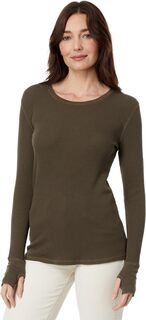 Термальная футболка из стираного хлопка с длинными рукавами и модальным круглым вырезом Mod-o-doc, цвет Olive Thistle