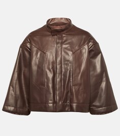 Укороченная кожаная куртка Rick Owens, коричневый