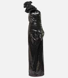 Расшитое пайетками платье на одно плечо Nina Ricci, черный