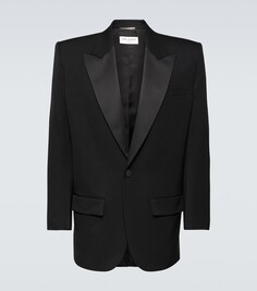 Шерстяной пиджак-смокинг Saint Laurent, черный