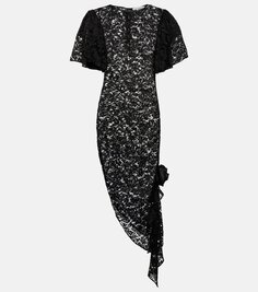 Асимметричное кружевное платье миди Alessandra Rich, черный