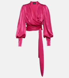 Атласная блузка mouglalis с запахом Costarellos, розовый