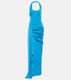 Атласное платье с воротником халтер Rasario, синий