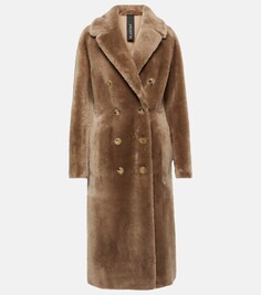 Двубортное пальто из дубленки Blancha, коричневый