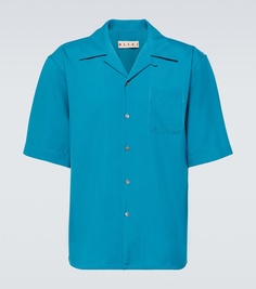 Рубашка для боулинга из натуральной шерсти Marni, синий