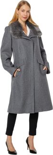 Пальто Military Plaid Faux Fur Collar V29778-ME Vince Camuto, цвет Medium Grey