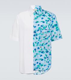 Хлопковая рубашка для боулинга с цветочным принтом Marni, синий