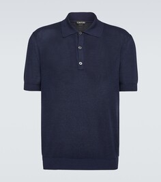Рубашка-поло из смесового шелка Tom Ford, синий