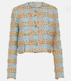 Твидовый пиджак в клетку Nina Ricci, синий