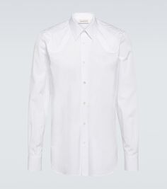Рубашка из хлопкового поплина с аппликацией Alexander Mcqueen, белый