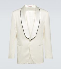 Пиджак-смокинг из шелкового атласа Brunello Cucinelli, белый