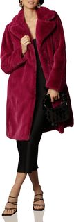 Пальто из искусственного меха с зубчатым воротником Avec Les Filles, пурпурный