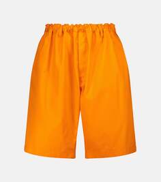 Широкие шорты из хлопкового твила со средней посадкой Balenciaga, апельсин