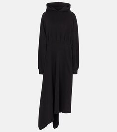 Асимметричное платье-худи из хлопка Balenciaga, черный