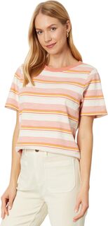 Полосатая футболка с выцветшим солнцем Faherty, цвет Persimmon Stripe