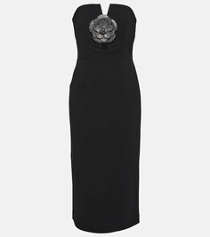 Платье миди из крепа yvonne с цветочной аппликацией Rebecca Vallance, черный
